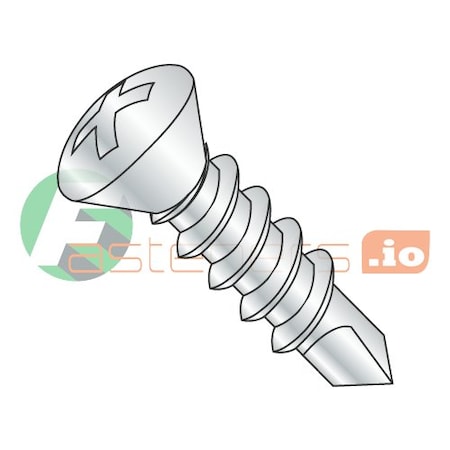 Newport Fasteners Self-Drilling Screw, #8 x 1-3/4 in, Zinc Plated Steel Oval Head Phillips Drive, 4000 PK 723472